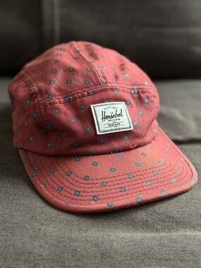 Herschel Supply Co. Welltravelled 5-Panel Camp Hat Maroon Geometric Print